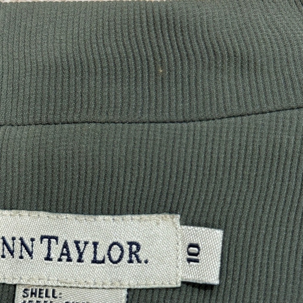 Ann Taylor Vintage 100% Silk Blazer Olive Green Button Front Jacket Womens 10 - Picture 7 of 12